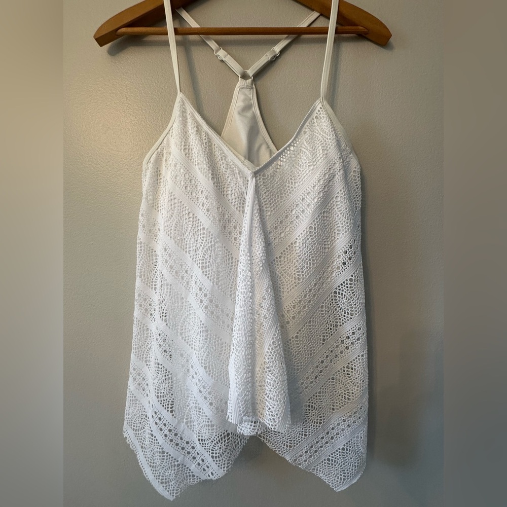 Beach House White Swim Top Crochet Size 8